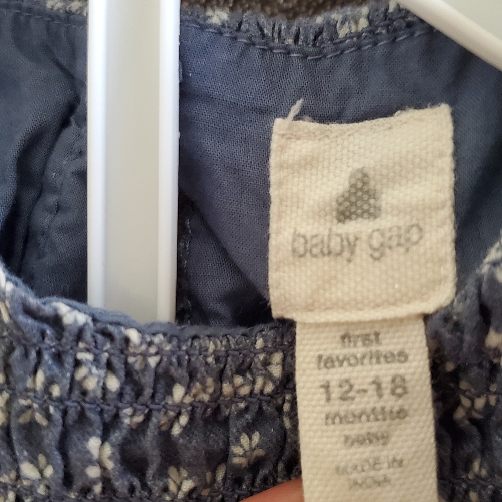 Floral Blue Smocked Ruffle Top - Picture 2 of 3